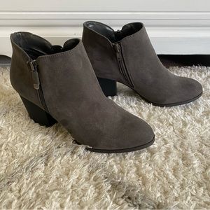 7.5 gray suede heel booties